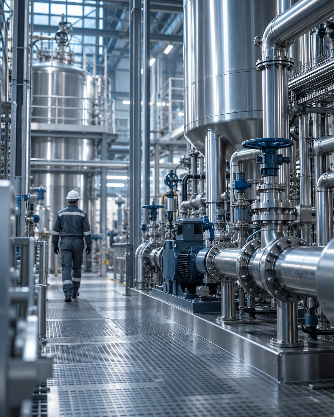 Industrial facility with pipes and production equipment
